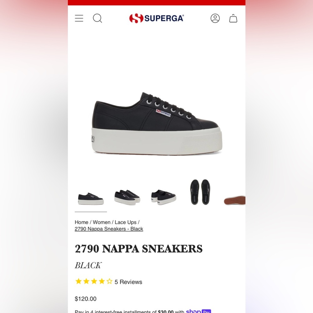 Superga black leather black platform sneaker